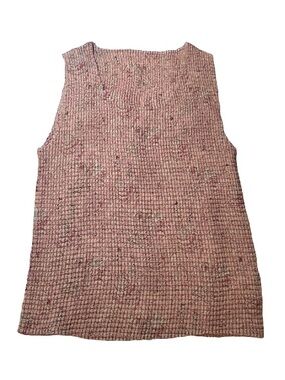 Vintage Crinkle Textured Boho Tank Top Mauve Plus Size 14W/16W Y2K